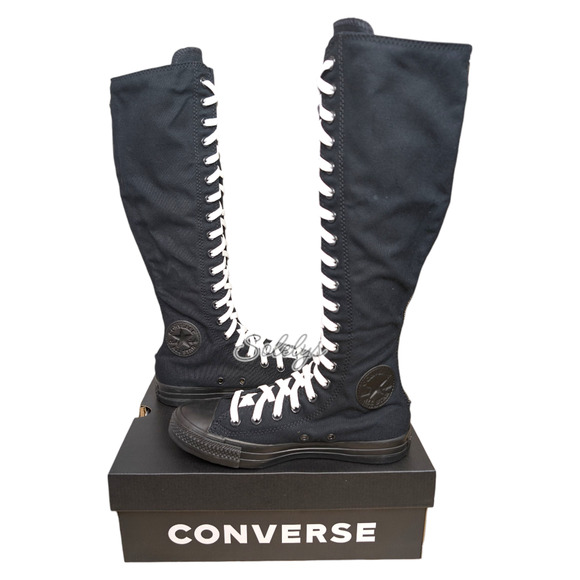 Converse CTAS XXHI Womens 6 Black White Knee High Canvas Zip Back Sneaker Boot - Picture 9 of 9